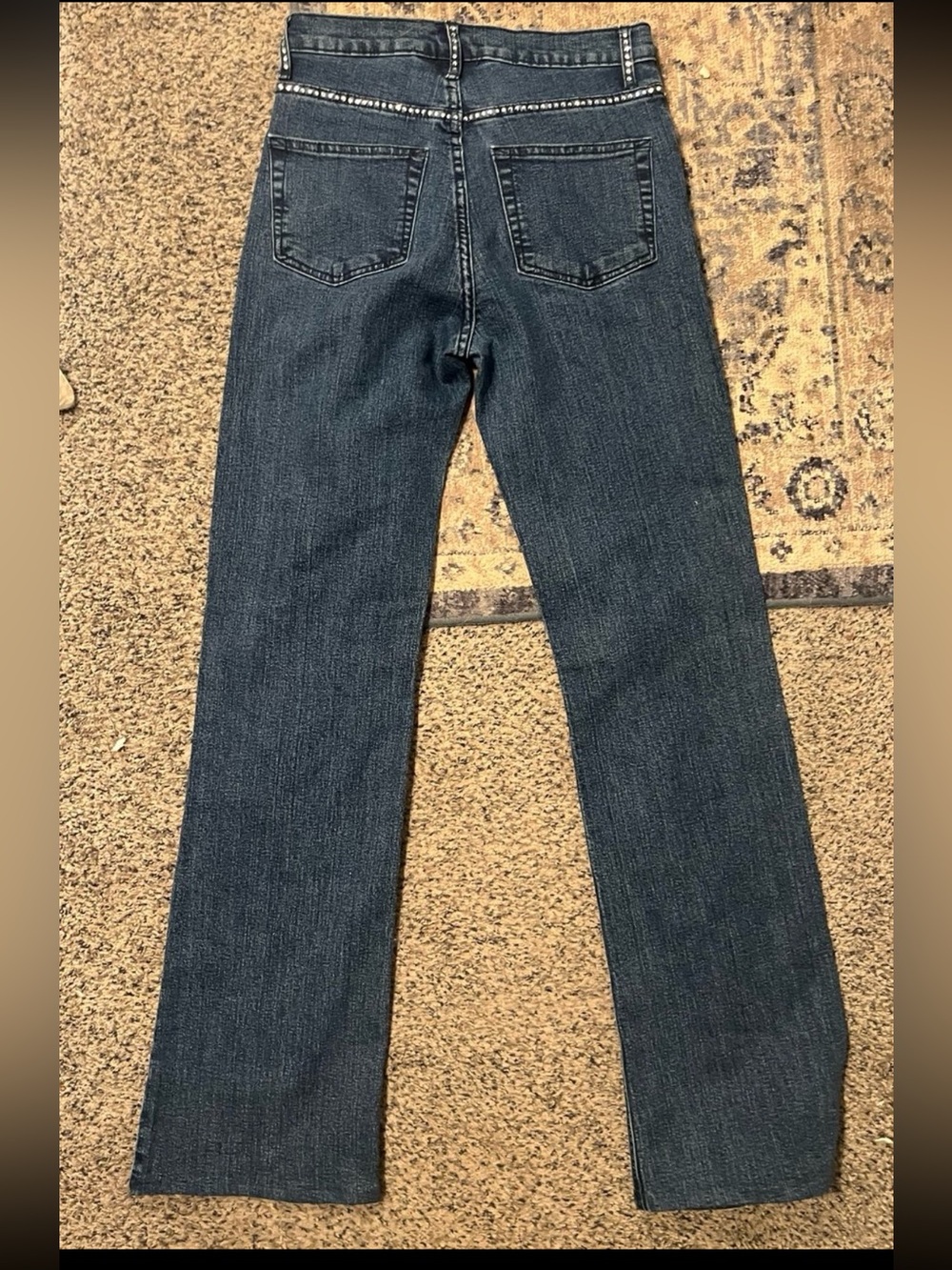 CHRISTINE ALEXANDER rhinestone straight leg jeans